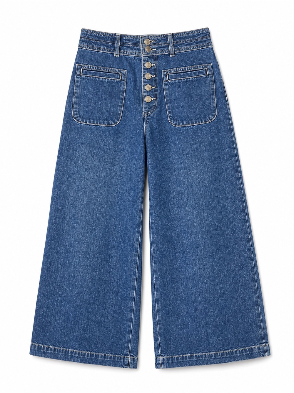 Free People Colette Wide Leg Cropped Jeans Button Fly 26